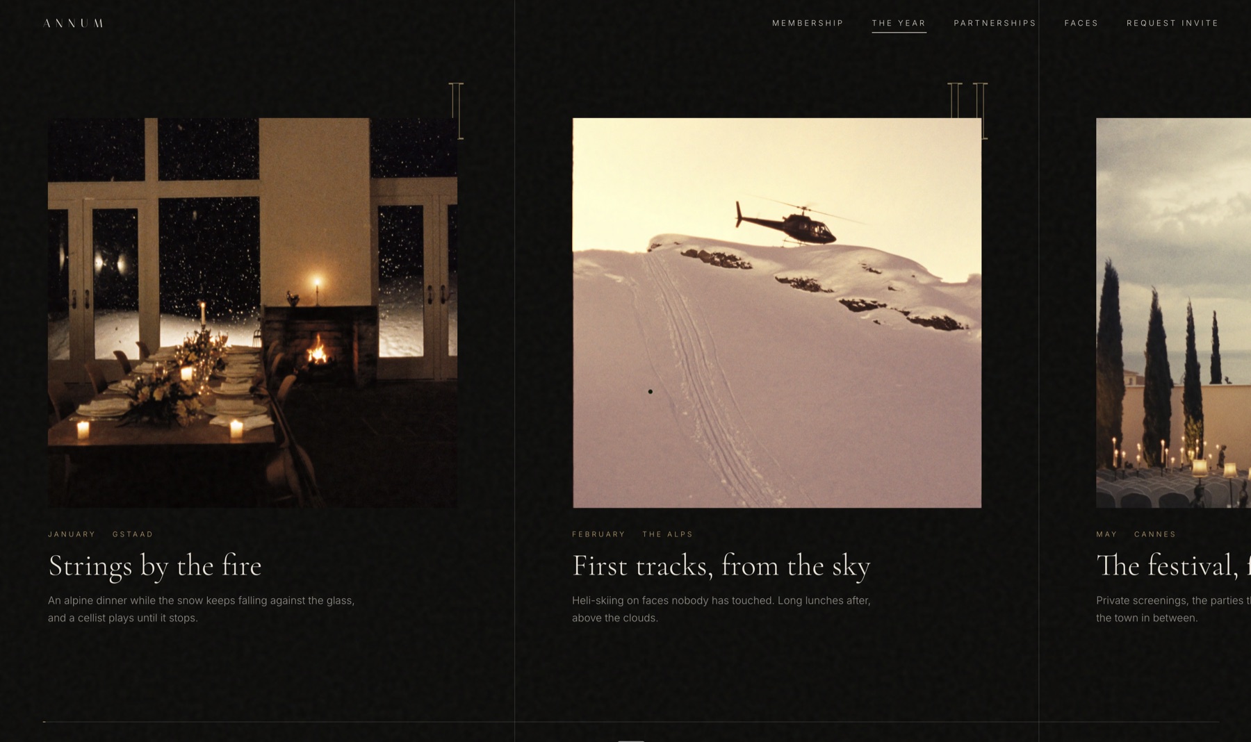 Annum website — the year, month by month