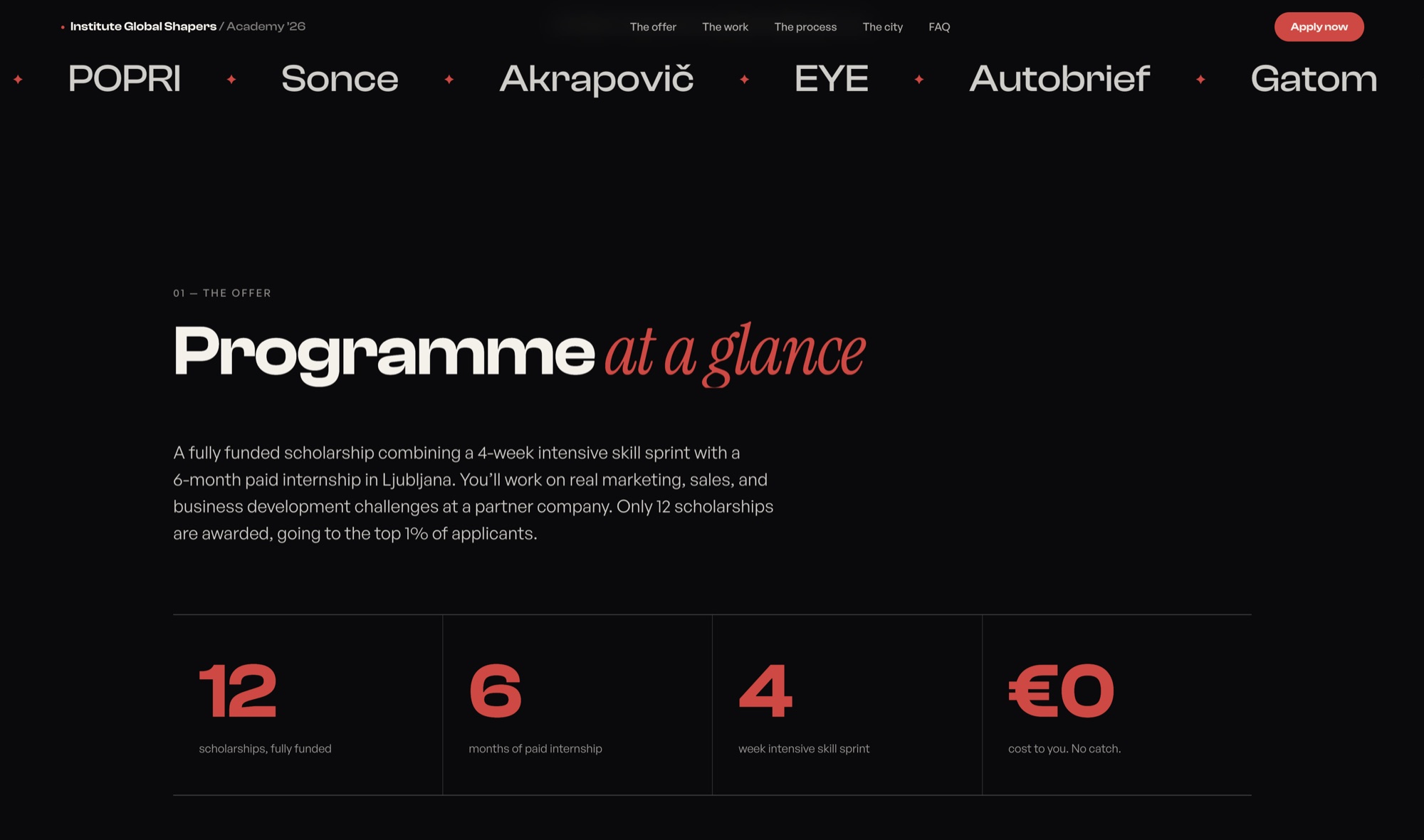 Shapers Academy website — programme at a glance