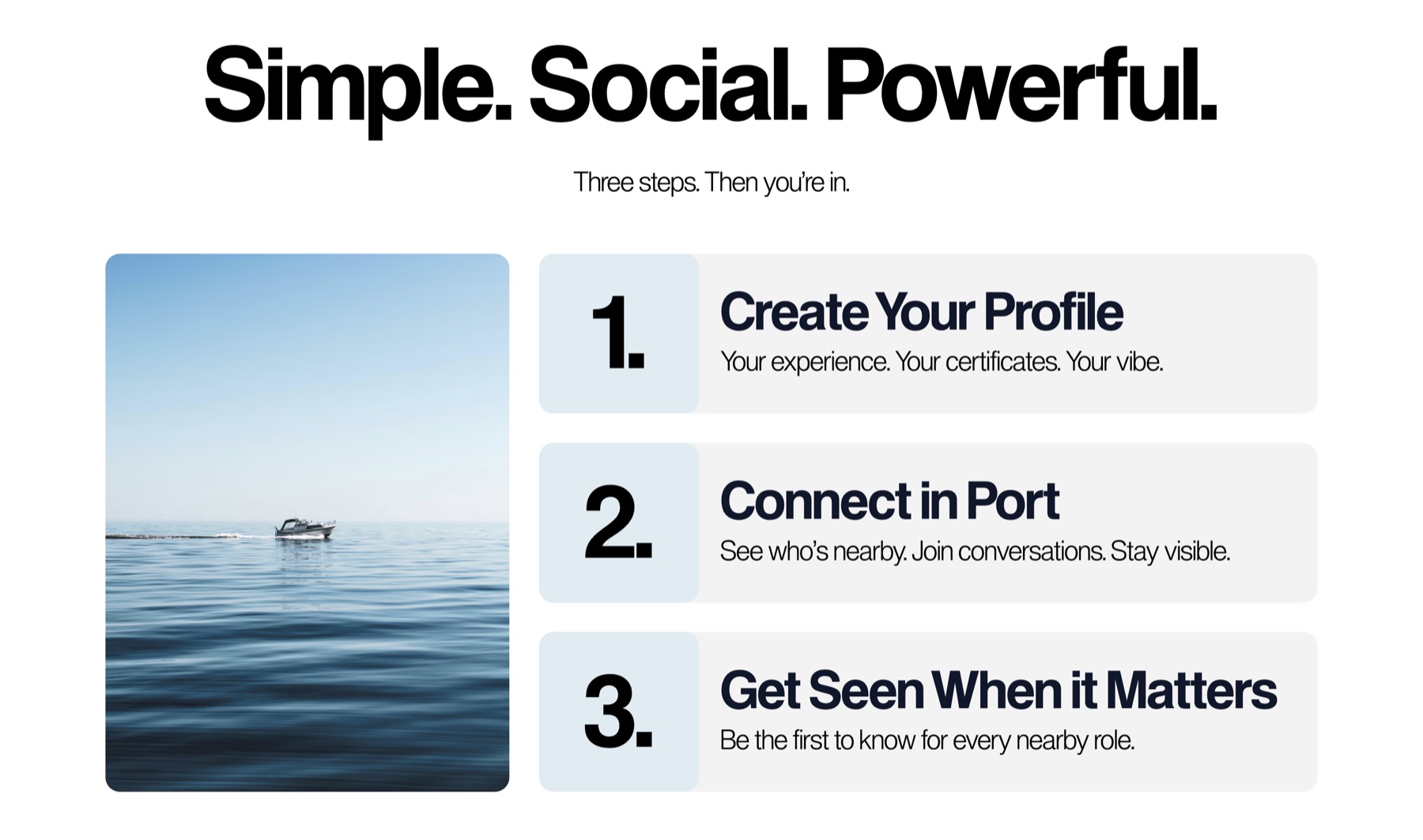 Yachtie website — three steps to get started